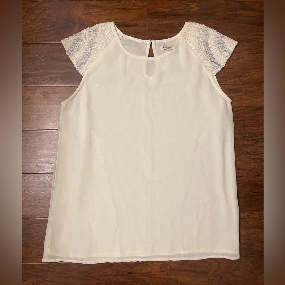 Francesca’s Cap Sleeve Beaded Blouse Size M